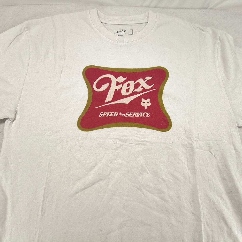 Fox Casual Crew Neck Graphic Short Sleeve T Shirt Mens Size XL White Red